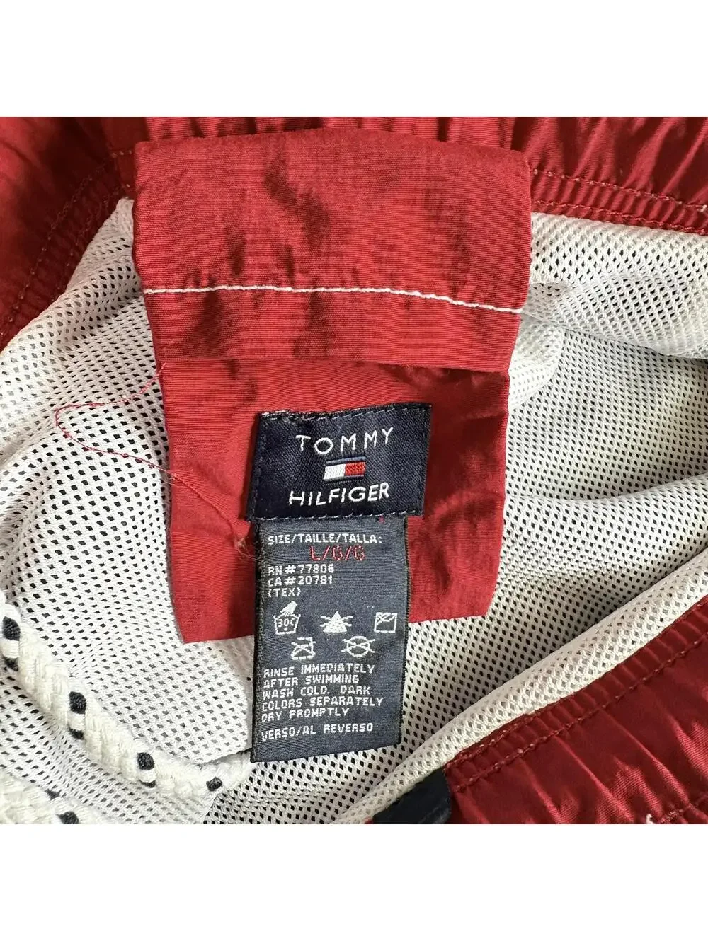 Tommy Hilfiger Men's Lined Board Shorts Swim Trunks Large L Blue Red White